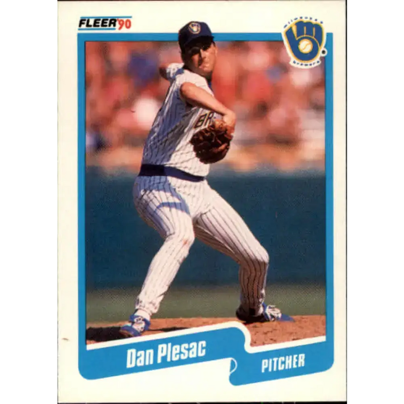 1990 Fleer #334 Dan Plesac NM-MT Milwaukee Brewers Baseball Card - Baseball Card Single
