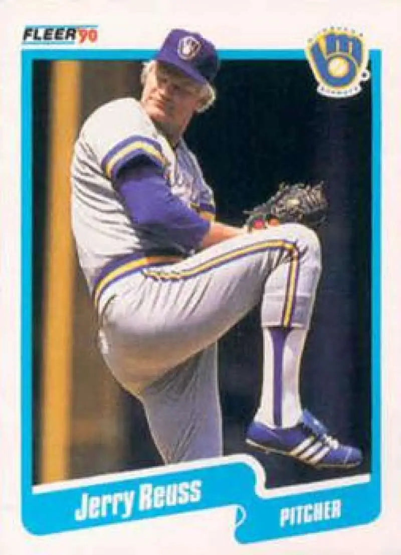 1990 Fleer #335 Jerry Reuss NM-MT Milwaukee Brewers Baseball Card - Baseball Card Single