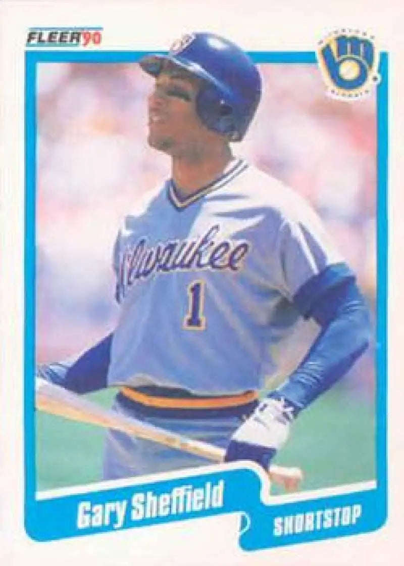 1990 Fleer #336 Gary Sheffield NM-MT Milwaukee Brewers Baseball Card - Baseball Card Single