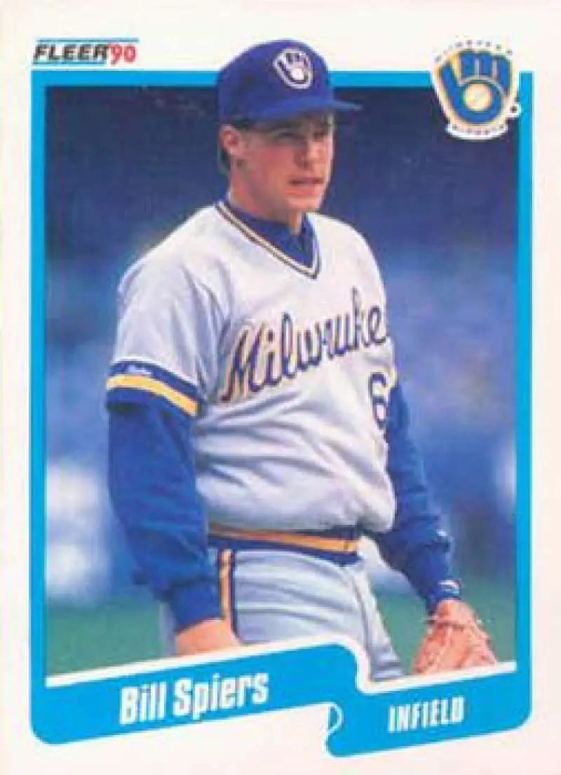 1990 Fleer #337 Bill Spiers NM-MT Milwaukee Brewers Baseball Card - Baseball Card Single