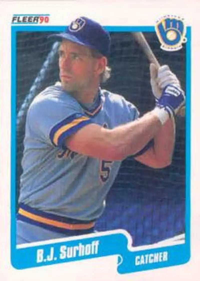 1990 Fleer #338 B.J. Surhoff NM-MT Milwaukee Brewers Baseball Card - Baseball Card Single