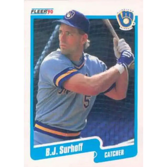 1990 Fleer #338 B.J. Surhoff NM-MT Milwaukee Brewers Baseball Card - Baseball Card Single