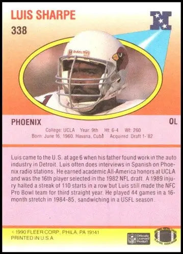 Original gloss vintage Luis Sharpe football trading card from 1990 Fleer #338