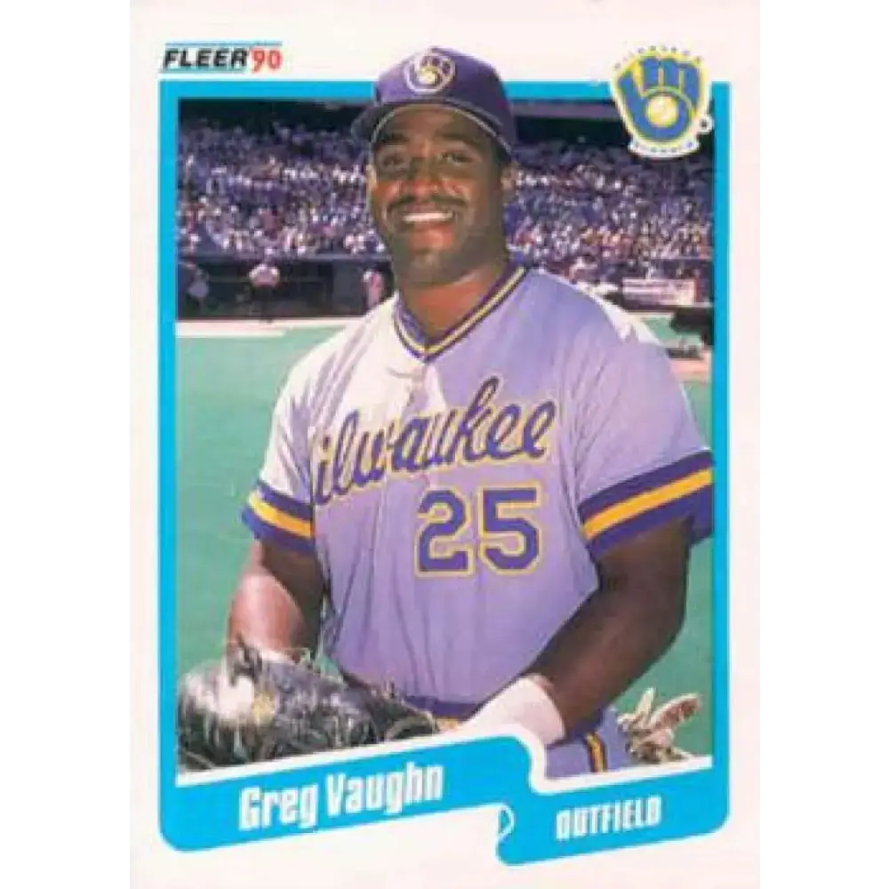1990 Fleer #339 Greg Vaughn NM-MT Milwaukee Brewers Baseball Card - Baseball Card Single