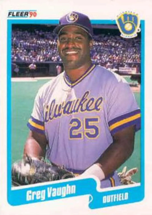 1990 Fleer #339 Greg Vaughn NM-MT Milwaukee Brewers Baseball Card