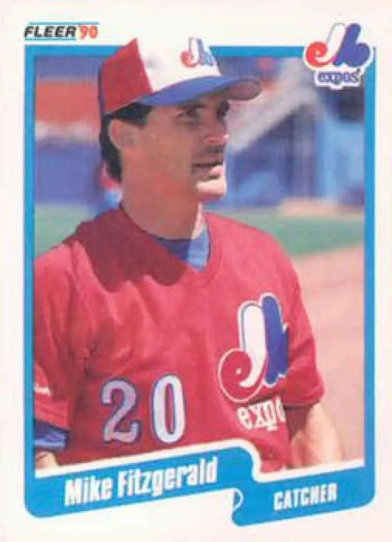 1990 Fleer #343 Mike Fitzgerald NM-MT Montreal Expos Baseball Card - Baseball Card Single