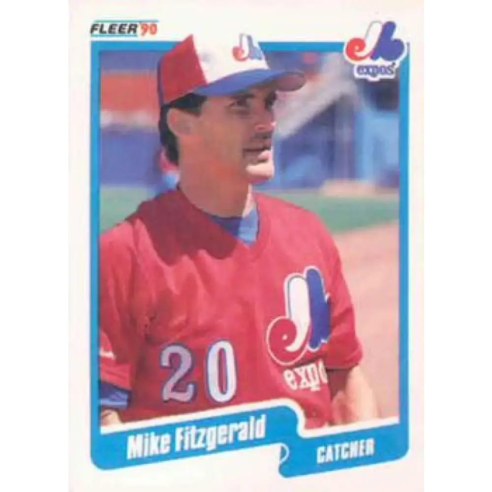 1990 Fleer #343 Mike Fitzgerald NM-MT Montreal Expos Baseball Card - Baseball Card Single