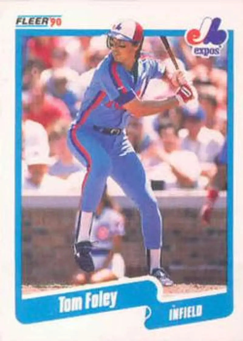 1990 Fleer #344 Tom Foley NM-MT Montreal Expos Baseball Card - Baseball Card Single