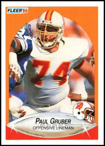 Original gloss 1990 Fleer Paul Gruber football card featuring Tampa Bay Buccaneers