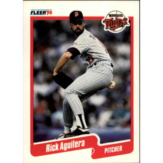 1990 Fleer #365 Rick Aguilera NM-MT Minnesota Twins Baseball Card - Baseball Card Single