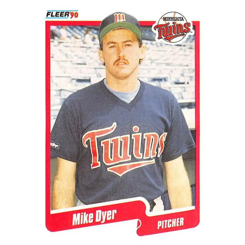 1990 Fleer #372 Mike Dyer NM-MT RC Rookie Minnesota Twins Baseball Card - Baseball Card Single