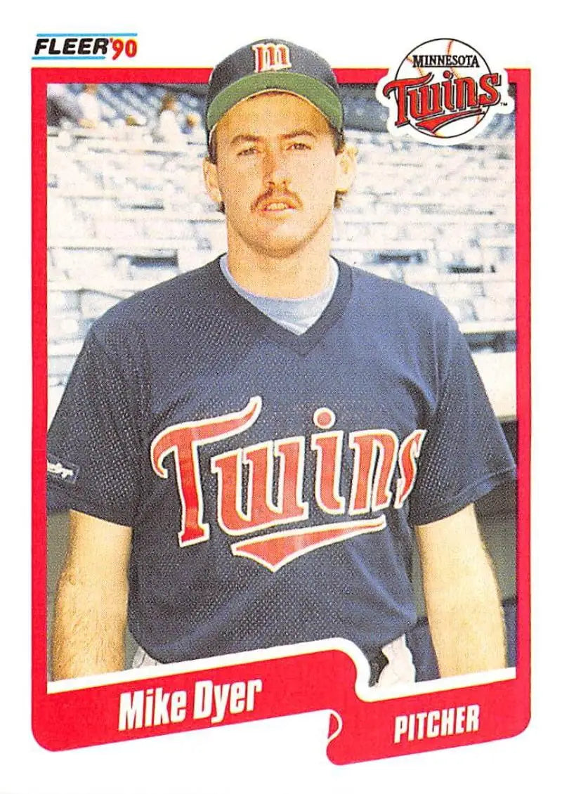 1990 Fleer #372 Mike Dyer NM-MT RC Rookie Minnesota Twins Baseball Card - Baseball Card Single
