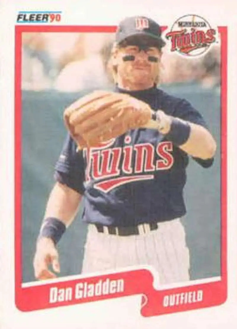 1990 Fleer #375 Dan Gladden NM-MT Minnesota Twins Baseball Card - Baseball Card Single