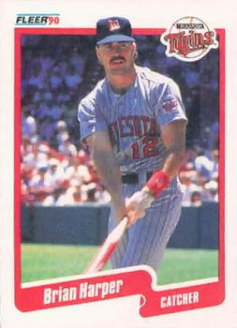 1990 Fleer #377 Brian Harper NM-MT Minnesota Twins Baseball Card - Baseball Card Single