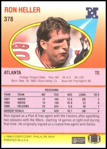 1990 Fleer #378 Ron Heller NM-MT Falcons - Football Card Single