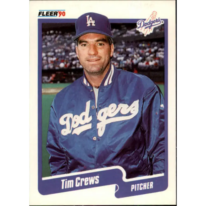 1990 Fleer #390 Tim Crews UER NM-MT Los Angeles Dodgers Baseball Card - Baseball Card Single