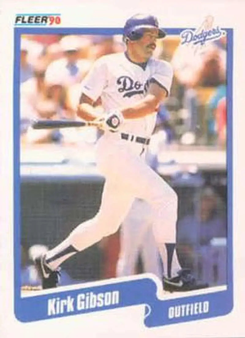 1990 Fleer #393 Kirk Gibson NM-MT Los Angeles Dodgers Baseball Card - Baseball Card Single