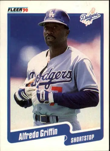 Alfredo Griffin baseball card with original gloss from 1990 Fleer NM-MT Dodgers