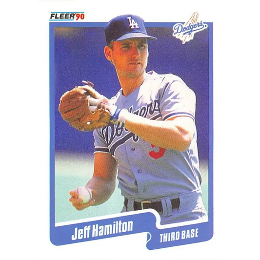 1990 Fleer #396 Jeff Hamilton NM-MT Los Angeles Dodgers Baseball Card - Baseball Card Single