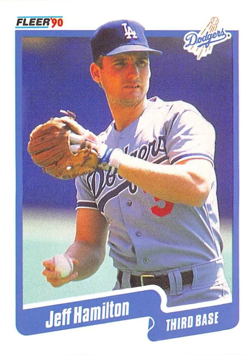 1990 Fleer #396 Jeff Hamilton NM-MT Los Angeles Dodgers Baseball Card - Baseball Card Single