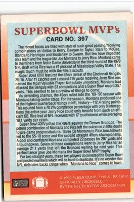 1990 Fleer #397 Superbowl MVP’s (Jerry Rice / Joe Montana) - Football Card Single