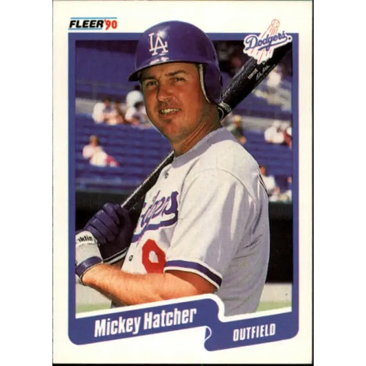 1990 Fleer #398 Mickey Hatcher NM-MT Los Angeles Dodgers Baseball Card - Baseball Card Single
