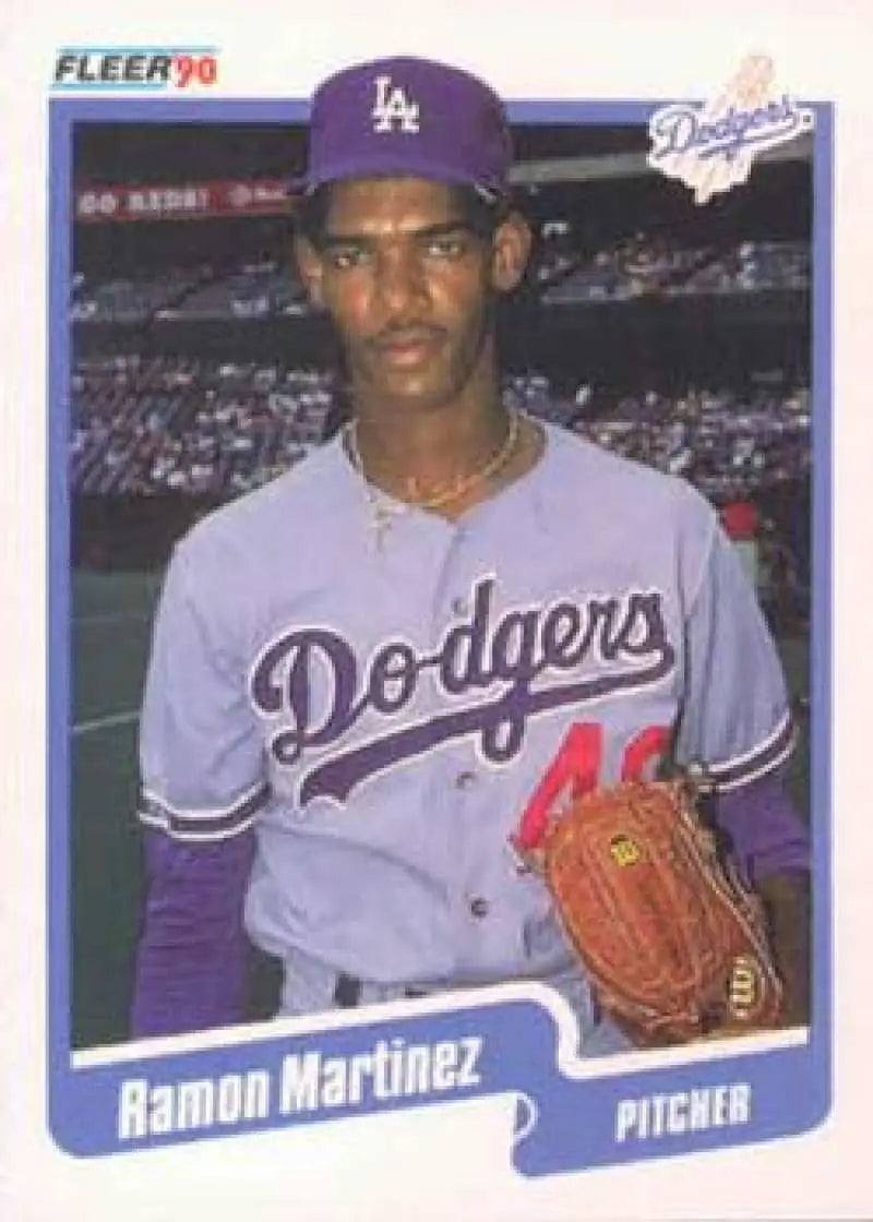 1990 Fleer #402 Ramon Martinez NM-MT Los Angeles Dodgers Baseball Card - Baseball Card Single