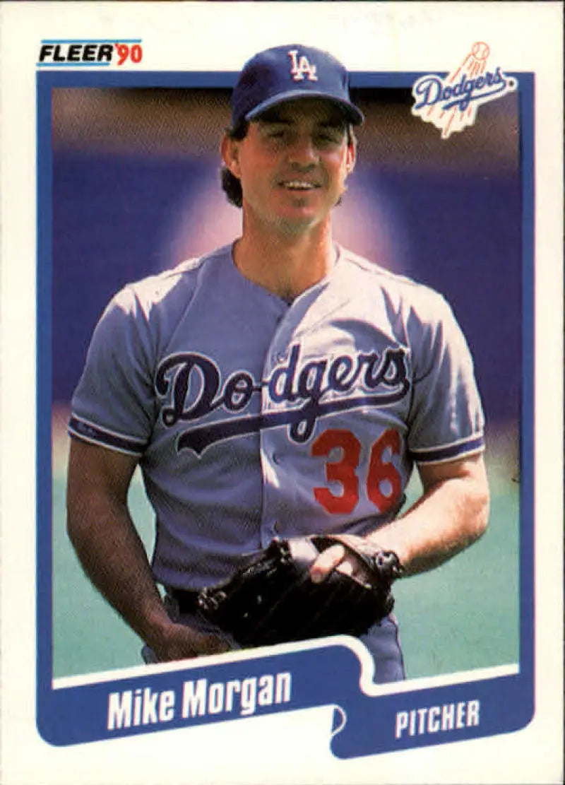 1990 Fleer #403 Mike Morgan NM-MT Los Angeles Dodgers Baseball Card - Baseball Card Single