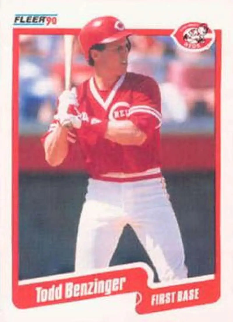 1990 Fleer #413 Todd Benzinger NM-MT Cincinnati Reds Baseball Card - Baseball Card Single