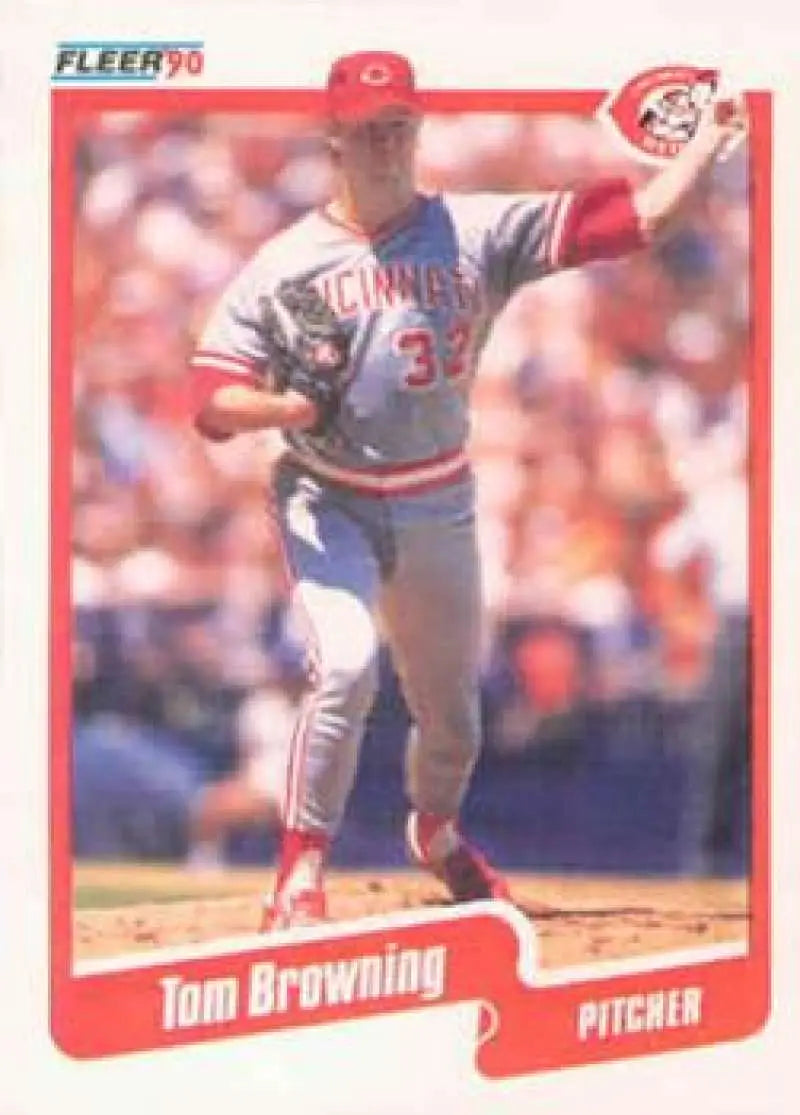 1990 Fleer #415 Tom Browning NM-MT Cincinnati Reds Baseball Card - Baseball Card Single