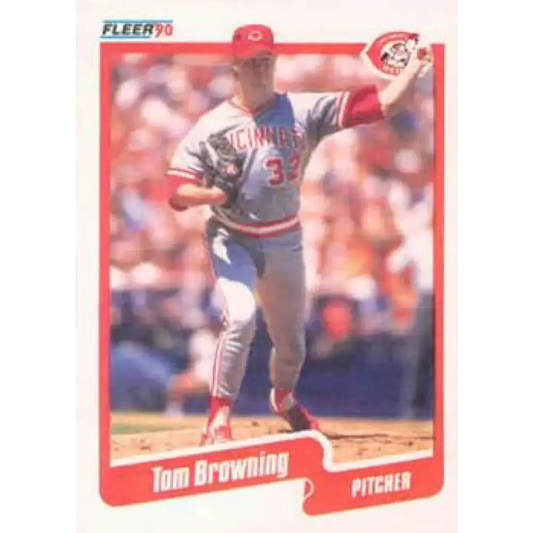 1990 Fleer #415 Tom Browning NM-MT Cincinnati Reds Baseball Card - Baseball Card Single