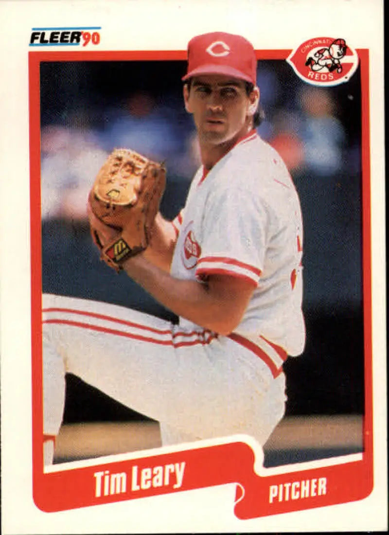 1990 Fleer #424 Tim Leary NM-MT Cincinnati Reds Baseball Card - Baseball Card Single
