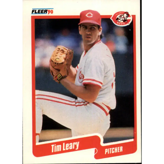 1990 Fleer #424 Tim Leary NM-MT Cincinnati Reds Baseball Card - Baseball Card Single