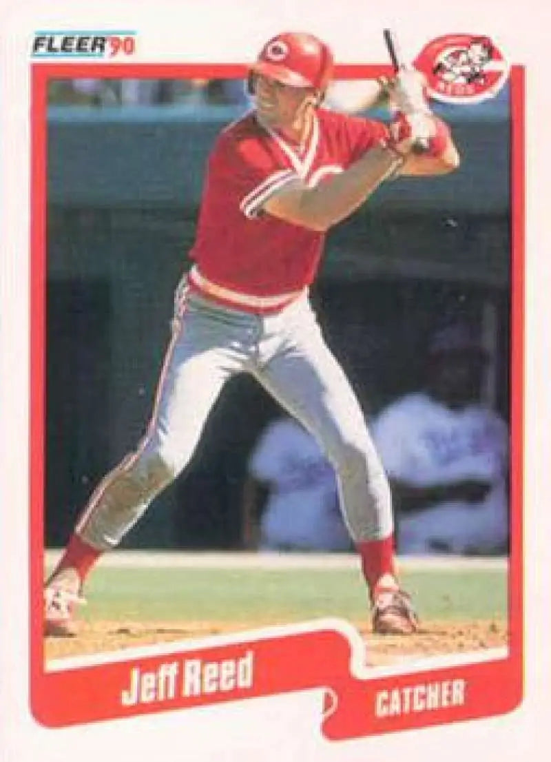 1990 Fleer #429 Jeff Reed NM-MT Cincinnati Reds Baseball Card - Baseball Card Single