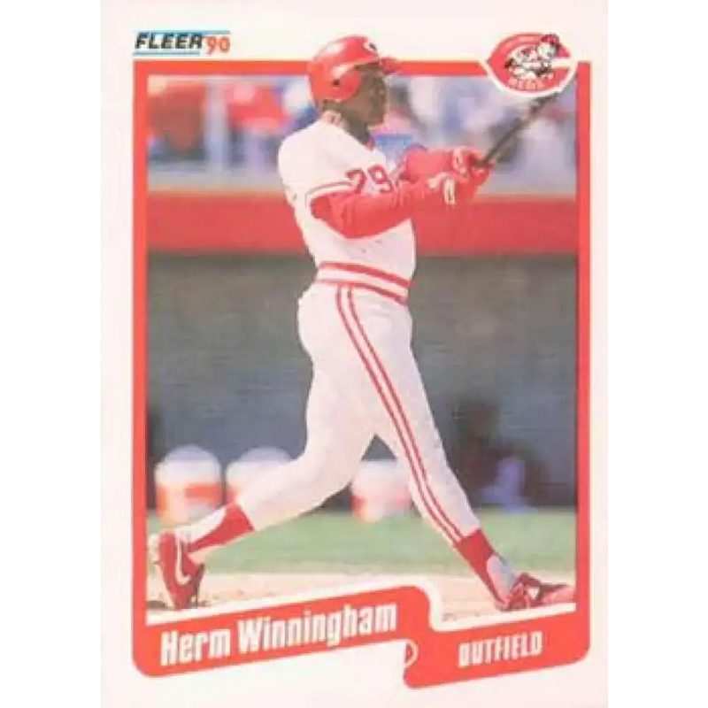 1990 Fleer #435 Herm Winningham NM-MT Cincinnati Reds Baseball Card - Baseball Card Single