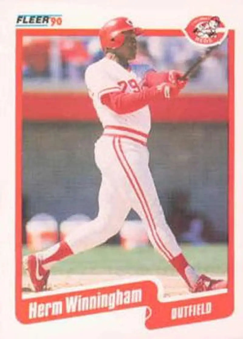 1990 Fleer #435 Herm Winningham NM-MT Cincinnati Reds Baseball Card - Baseball Card Single