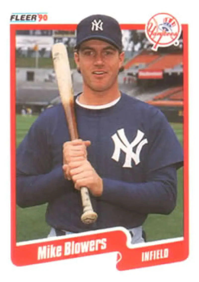 1990 Fleer #438 Mike Blowers NM-MT RC Rookie New York Yankees Baseball Card - Baseball Card Single