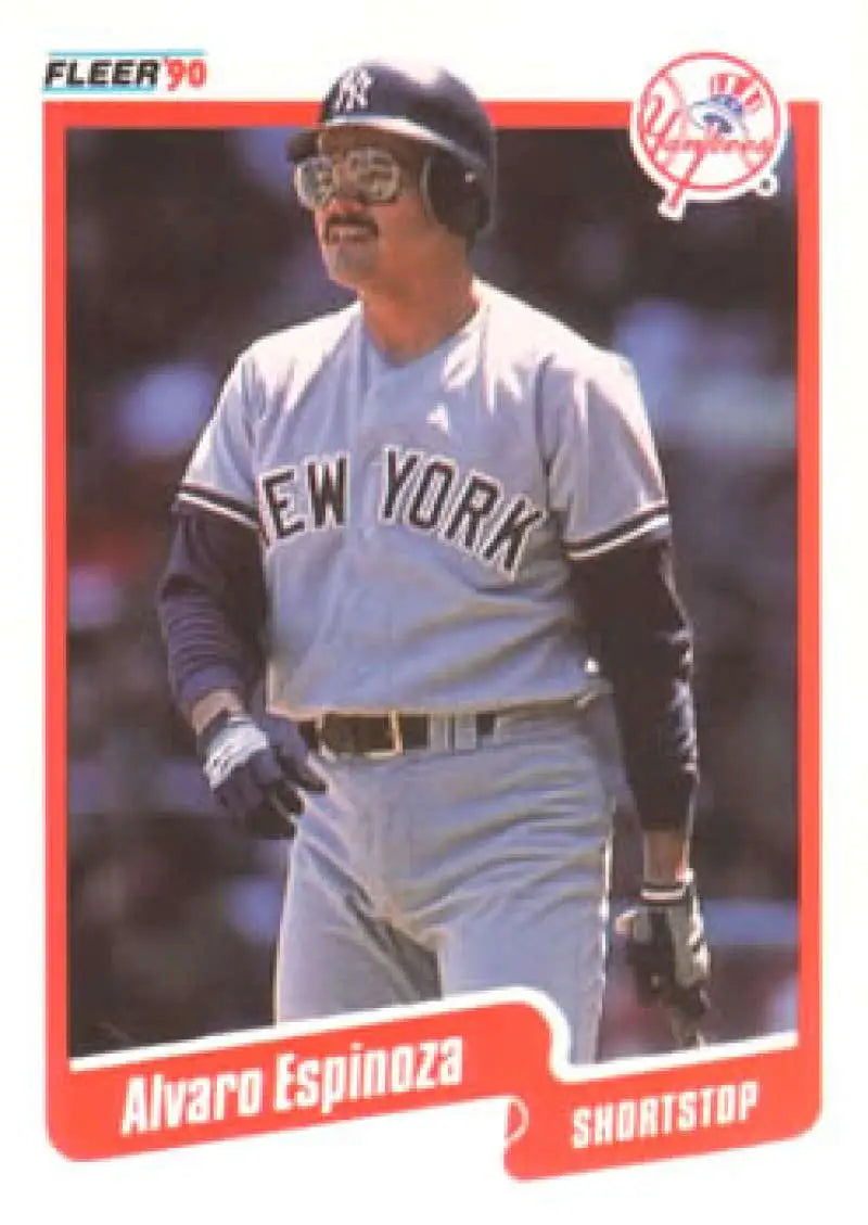 1990 Fleer #441 Alvaro Espinoza NM-MT New York Yankees Baseball Card - Baseball Card Single