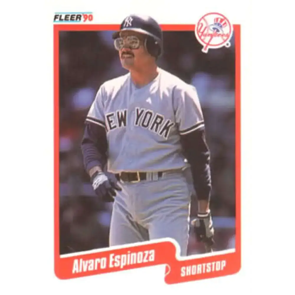 1990 Fleer #441 Alvaro Espinoza UER NM-MT New York Yankees Baseball Card - Baseball Card Single