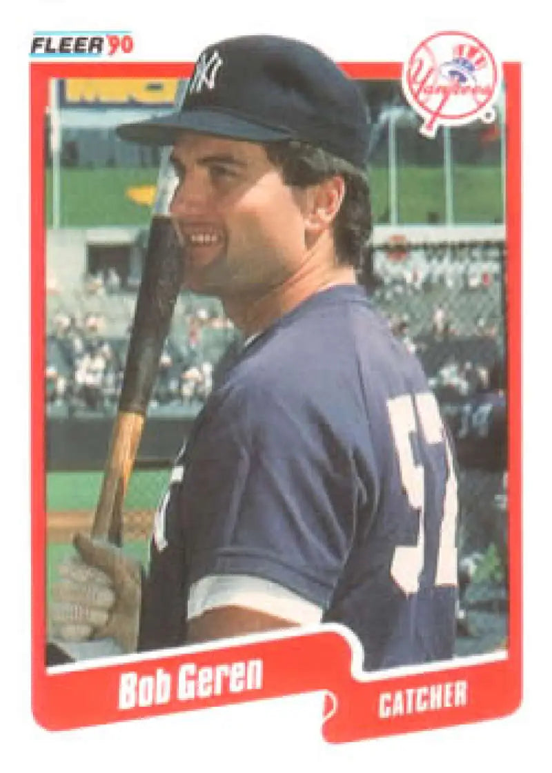 1990 Fleer #442 Bob Geren NM-MT New York Yankees Baseball Card - Baseball Card Single