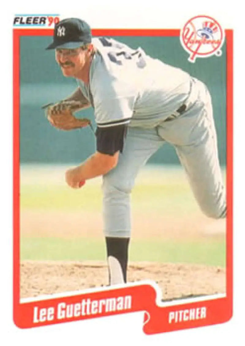 1990 Fleer #443 Lee Guetterman NM-MT New York Yankees Baseball Card - Baseball Card Single