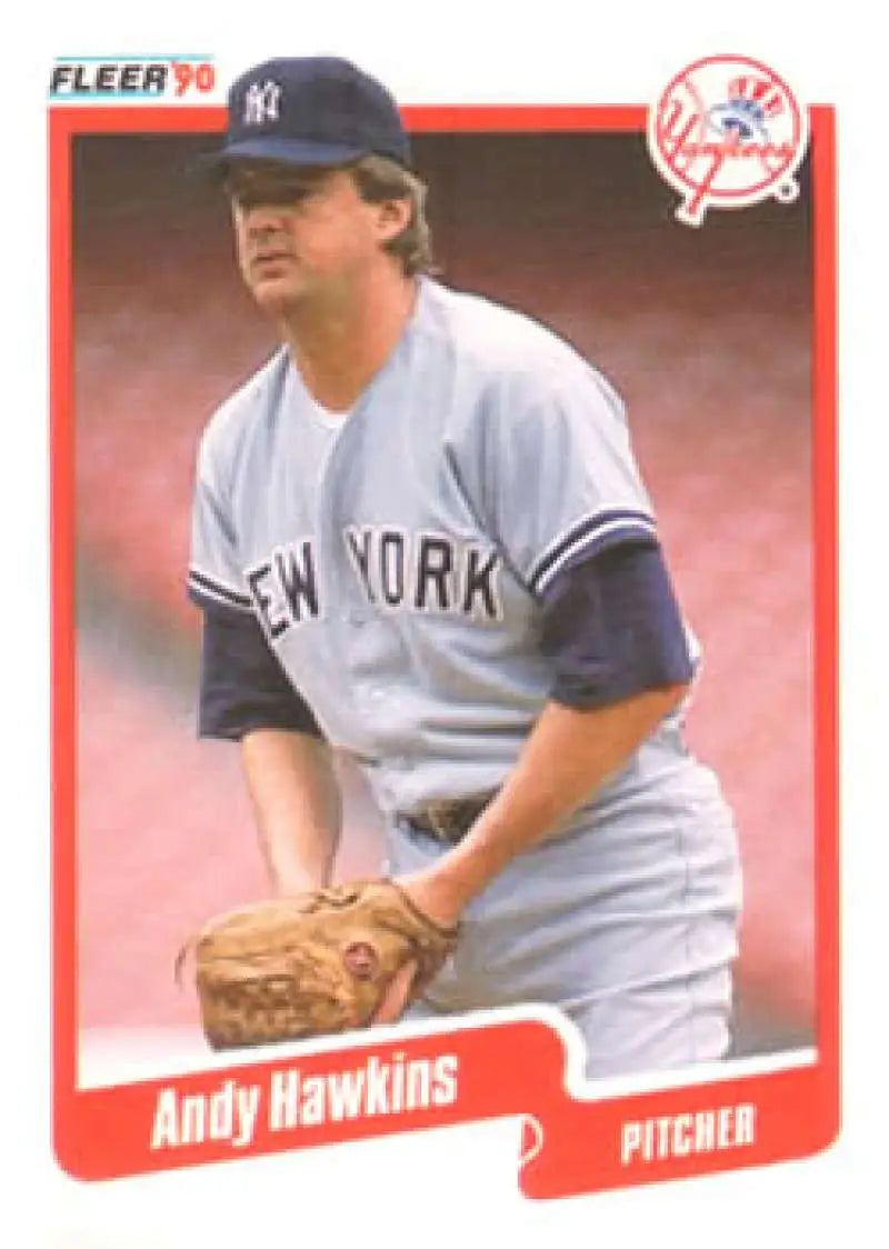 1990 Fleer #445 Andy Hawkins NM-MT New York Yankees Baseball Card - Baseball Card Single