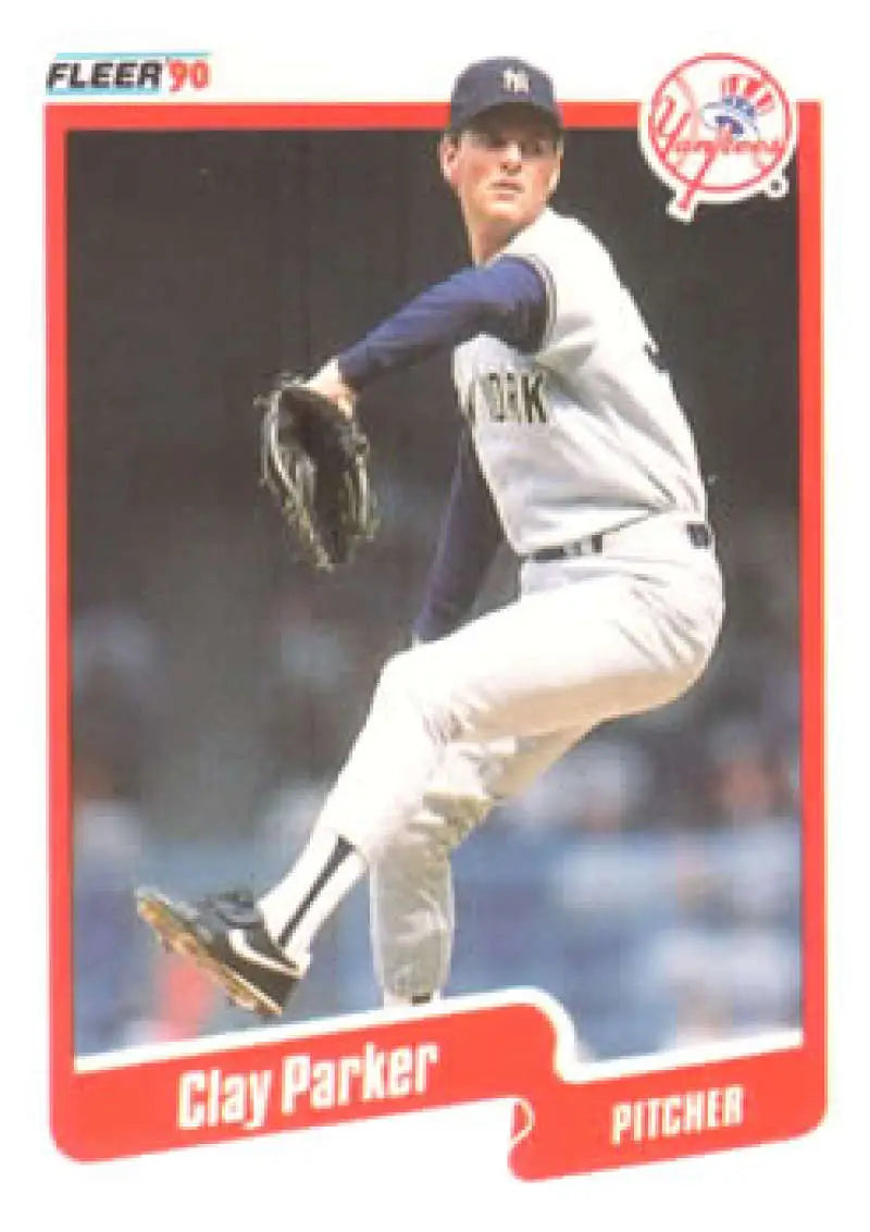 1990 Fleer #451 Clay Parker NM-MT New York Yankees Baseball Card - Baseball Card Single