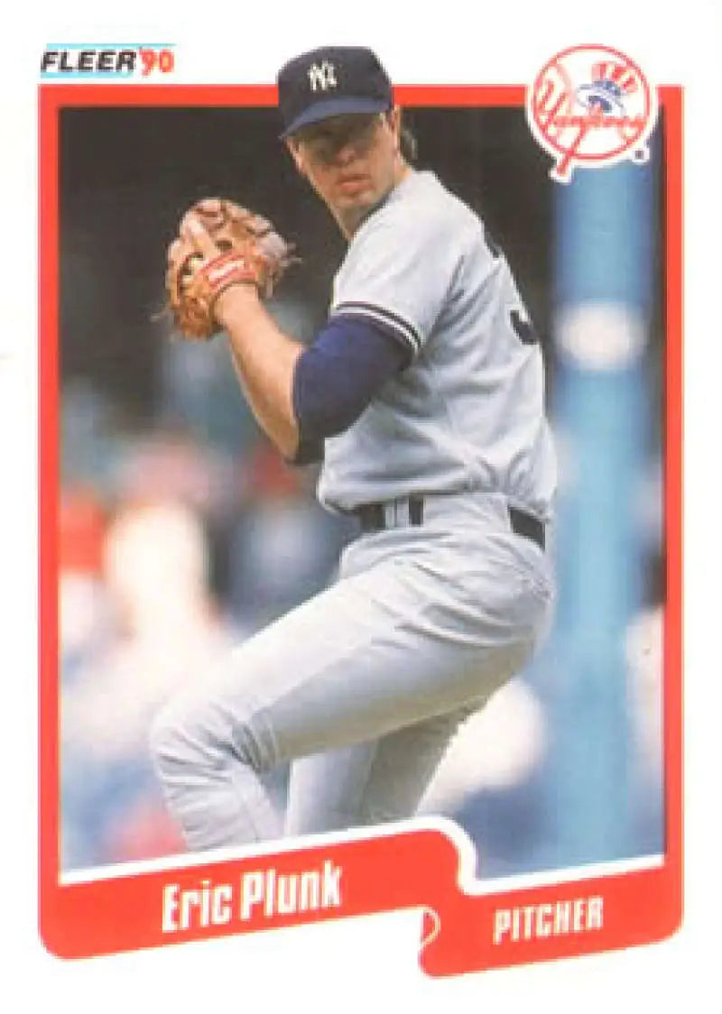 1990 Fleer #452 Eric Plunk NM-MT New York Yankees Baseball Card - Baseball Card Single