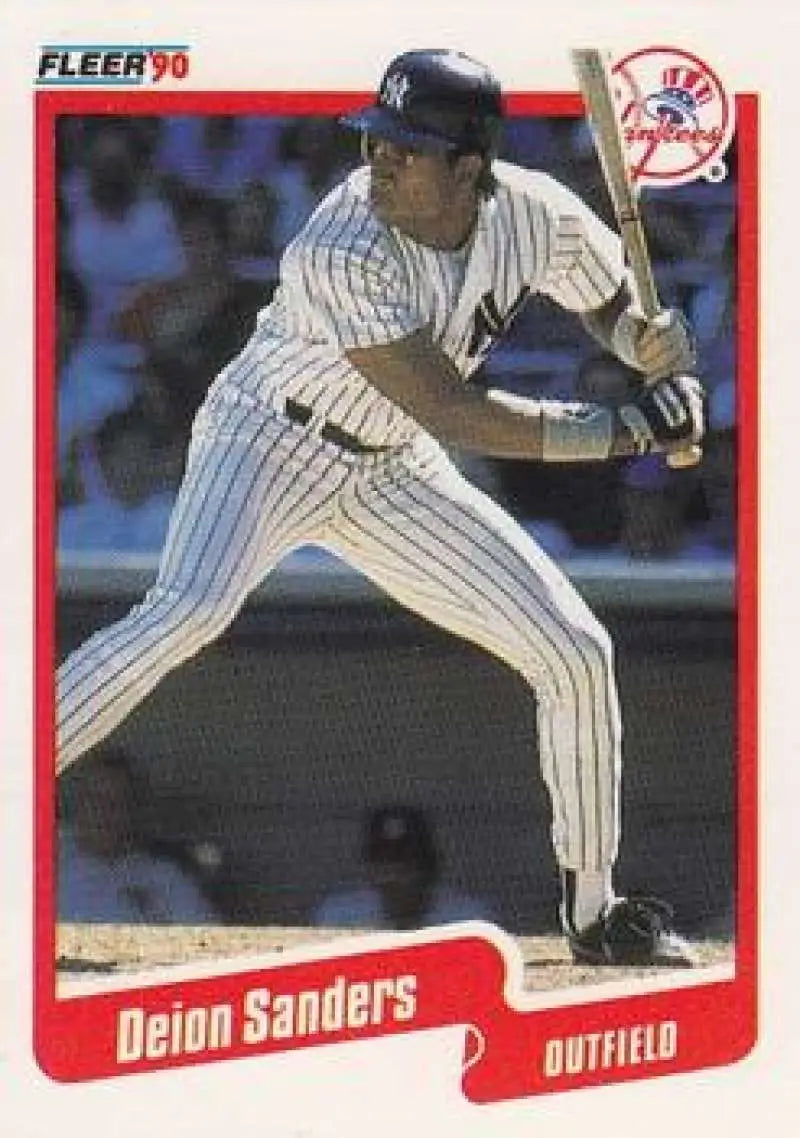 1990 Fleer #454 Deion Sanders NM-MT New York Yankees Baseball Card - Baseball Card Single