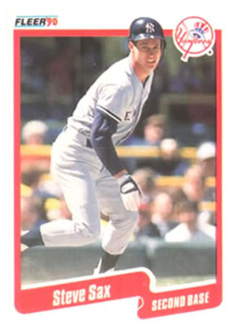 1990 Fleer #455 Steve Sax NM-MT New York Yankees Baseball Card - Baseball Card Single