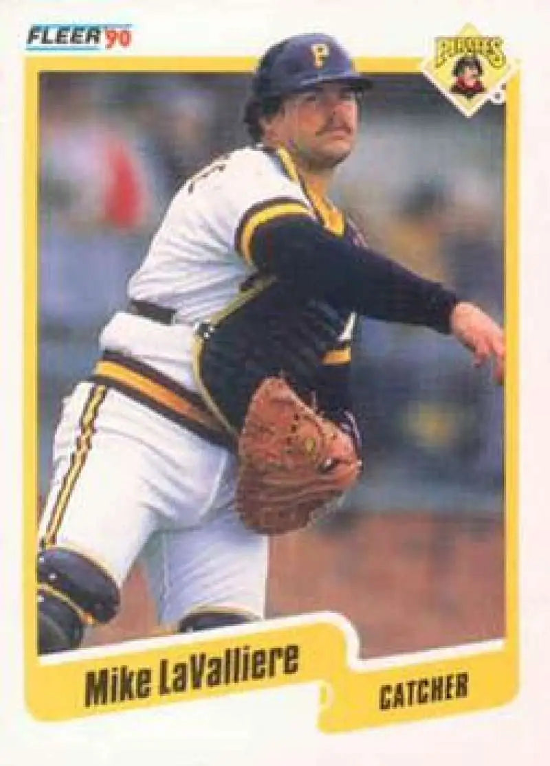 1990 Fleer #473 Mike LaValliere NM-MT Pittsburgh Pirates Baseball Card - Baseball Card Single