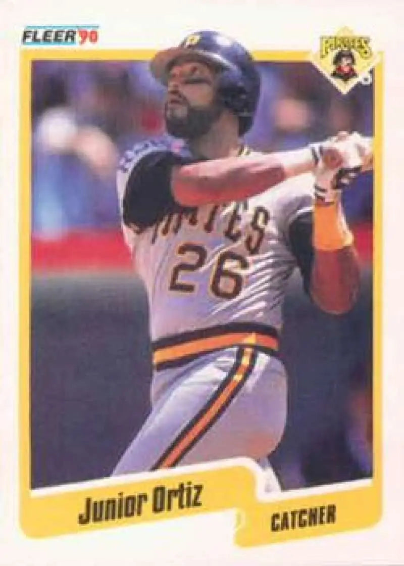 1990 Fleer #475 Junior Ortiz NM-MT Pittsburgh Pirates Baseball Card - Baseball Card Single