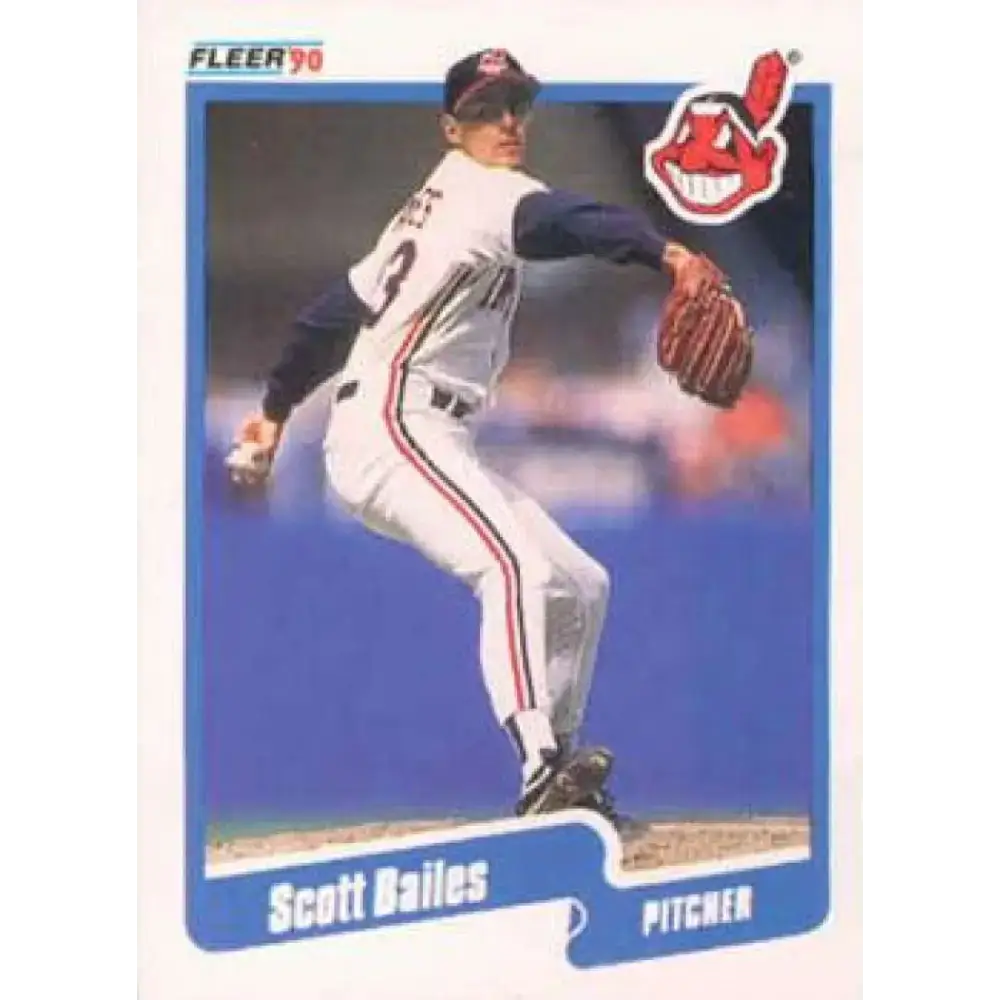 1990 Fleer #484 Scott Bailes NM-MT Cleveland Indians Baseball Card - Baseball Card Single