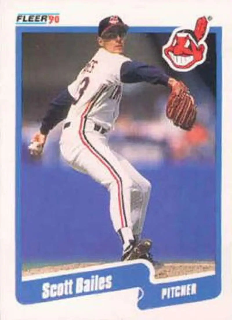 1990 Fleer #484 Scott Bailes NM-MT Cleveland Indians Baseball Card - Baseball Card Single